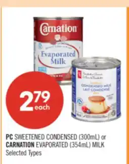 Shoppers Drug Mart PC SWEETENED CONDENSED (300mL) or CARNATION EVAPORATED (354mL) MILK offer