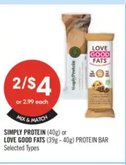 Shoppers Drug Mart SIMPLY PROTEIN (40g) or LOVE GOOD FATS (39g - 40g) offer