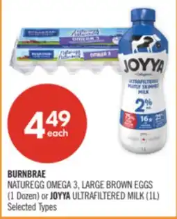 Shoppers Drug Mart BURNBRAE NATUREGG OMEGA 3, LARGE BROWN EGGS (1 Dozen) or JOYYA ULTRAFILTERED MILK (1L) offer