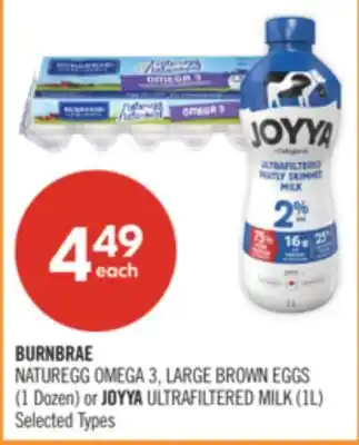 Shoppers Drug Mart BURNBRAE NATUREGG OMEGA 3, LARGE BROWN EGGS (1 Dozen) or JOYYA ULTRAFILTERED MILK (1L) offer