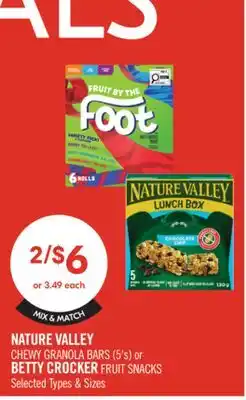 Shoppers Drug Mart NATURE VALLEY CHEWY GRANOLA BARS (5's) or BETTY CROCKER FRUIT SNACKS offer