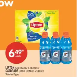 Shoppers Drug Mart LIPTON ICED TEA (12 x 340mL) or GATORADE SPORT DRINK (6 x 591mL) offer