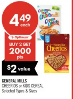 Shoppers Drug Mart GENERAL MILLS CHEERIOS or KIDS CEREAL offer