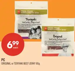 Shoppers Drug Mart PC ORIGINAL or TERIYAKI BEEF JERKY 80g offer