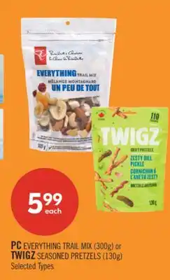 Shoppers Drug Mart PC EVERYTHING TRAIL MIX (300g) or TWIGZ SEASONED PRETZELS (130g) offer