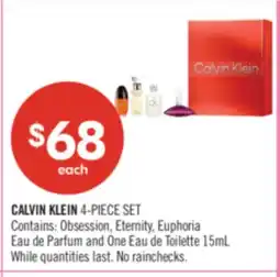 Shoppers Drug Mart CALVIN KLEIN 4-PIECE SET Contains: Obsession, Eternity, Euphoria Eau de Parfum and One 15mL offer