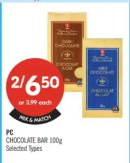 Shoppers Drug Mart PC CHOCOLATE BAR offer