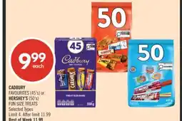 Shoppers Drug Mart CADBURY FAVOURITES (45's) or HERSHEY'S (50's) FUN SIZE TREATS offer