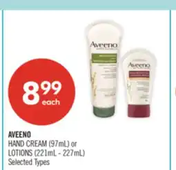 Shoppers Drug Mart AVEENO HAND CREAM (97mL) or LOTIONS ( 221mL-227mL) offer