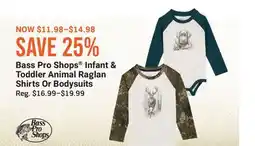 Cabela's Bass Pro Shops Infant & Toddler Animal Raglan Shirts Or Bodysuits offer
