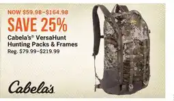 Cabela's Cabela's VersaHunt Hunting Packs & Frames offer