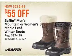 Cabela's Baffin Men's Mountain or Women's Maple Leaf Winter Boots offer
