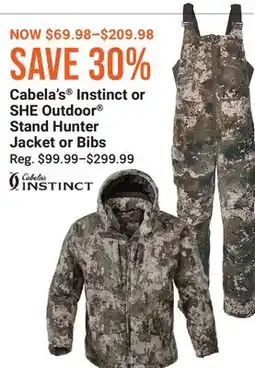 Cabela's Cabela's Instinct or SHE Outdoor Stand Hunter Jacket or Bibs offer