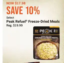 Cabela's Select Peak Refuel Freeze-Dried Meals offer