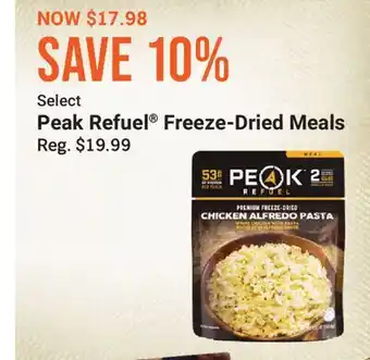 Cabela's Select Peak Refuel Freeze-Dried Meals offer