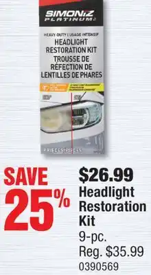 PartSource Simoniz Headlight Restoration Kit offer