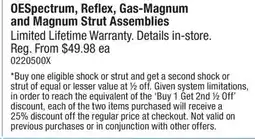 PartSource OESpectrum, Reflex, Gas-Magnum and Magnum Strut Assemblies offer