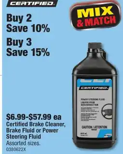 PartSource Certified Brake Cleaner, Brake Fluid or Power Steering Fluid offer