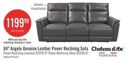 The Brick Chateau dAx Angelo 84.25 Genuine Leather Power Reclining Sofa with Power Headrests - Grey offer