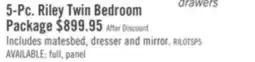 The Brick Riley 5pc Bedroom Set with Panel Bed, Dresser & Mirror, Made in Canada, Natural - Full Size offer