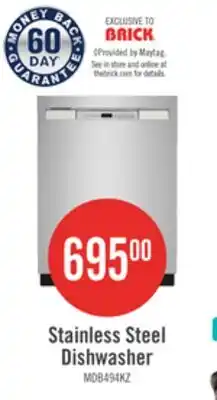 The Brick Maytag 24 50 dBA Built-In Front-Control Dishwasher - Fingerprint Resistant Stainless Steel - MDB494? offer