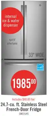 The Brick GE 33 24.8 Cu. Ft. French-Door Refrigerator - Stainless Steel Fingerprint Resistant - GNE25DYRKFS offer