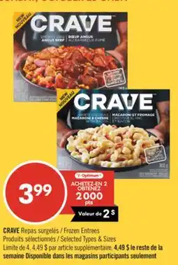 Pharmaprix CRAVE Frozen Entrees offer