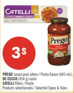 Pharmaprix PREGO Pasta Sauce (654 mL), DE CECCO (454 g) or CATELLI Pasta offer