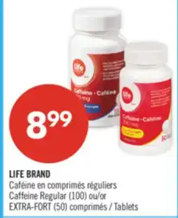 Pharmaprix LIFE BRAND Caffeine Regular (100) or EXTRA-FORT (50) Tablets offer