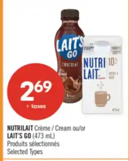 Pharmaprix NUTRILAIT Cream or LAIT'S GO offer