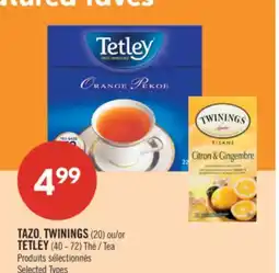 Pharmaprix TAZO, TWININGS (20) or TETLEY (40 - 72) Tea offer