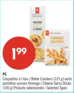 Pharmaprix PC Water Crackers (125 g) or Cheese Swiss Sticks (100 g) offer