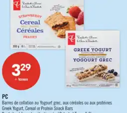Pharmaprix PC Greek Yogurt, Cereal or Protein Snack Bars offer