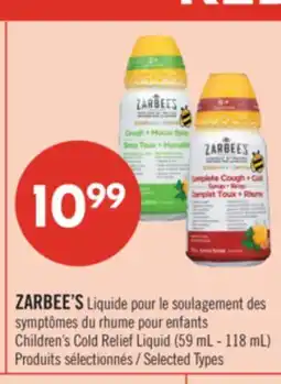 Pharmaprix ZARBEE'S Children's Cold Relief Liquid (59 mL - 118 mL) offer