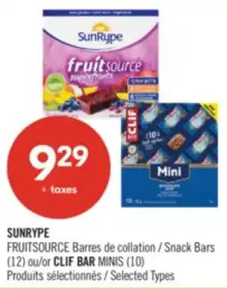 Pharmaprix SUNRYPE FRUITSOURCE Snack Bars (12) or CLIF BAR MINIS (10) offer