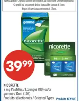 Pharmaprix NICORETTE 2 mg Lozenges (80) or Gum (105) offer
