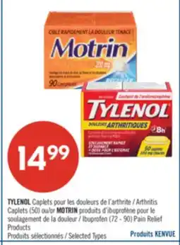 Pharmaprix TYLENOL Arthritis Caplets (50) or MOTRIN Ibuprofen (72 - 90) Pain Relief Products offer
