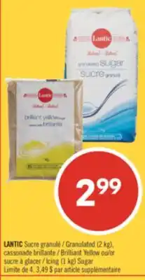 Pharmaprix LANTIC Granulated (2 kg), Brilliant Yellow or Icing (1 kg) Sugar offer
