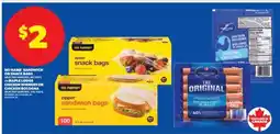 Real Canadian Superstore No Name Sandwich or Snack Bags, Maple Lodge Chicken Wieners or Chicken Bologna offer