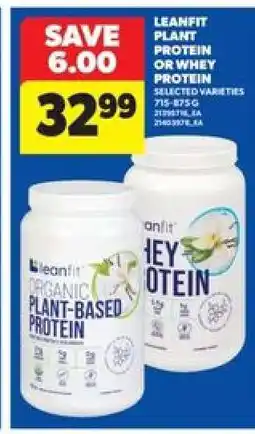 Real Canadian Superstore Leanfit Plant Protein or Whey Protein offer