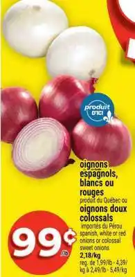 Super C oignons espagnols, blancs ou rouges offer