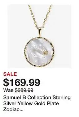 TSC Stores Samuel B Collection Sterling Silver Yellow Gold Plate Zodiac Gemstone Pendant Necklace offer