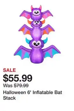 TSC Stores Halloween 6' Inflatable Bat Stack offer