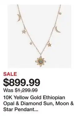 TSC Stores 10K Yellow Gold Ethiopian Opal & Diamond Sun, Moon & Star Pendant Necklace offer