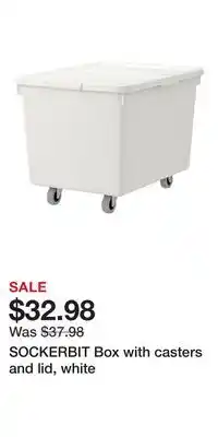 IKEA SOCKERBIT Box with casters and lid, white offer