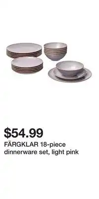 IKEA FÄRGKLAR 18-piece dinnerware set, light pink offer