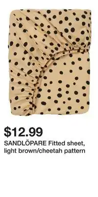 IKEA SANDLÖPARE Fitted sheet, light brown/cheetah pattern offer