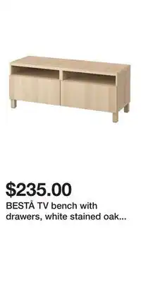 IKEA BESTÅ TV bench with drawers, white stained oak effect/Lappviken/Stubbarp white stained oak effect offer