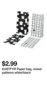IKEA KUSTFYR Paper bag, mixed patterns white/black offer