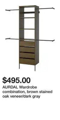 IKEA AURDAL Wardrobe combination, brown stained oak veneer/dark gray offer